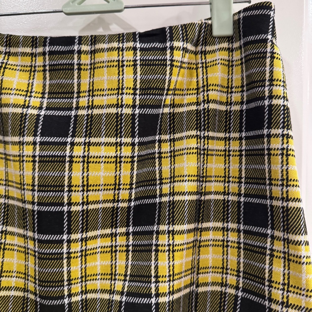 H&M Divided Yellow & Black Plaid A-Line Mini Skirt School Girl Style Small Women - Picture 5 of 8